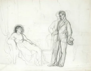 Adelina Patti (1843-1919) als Violetta in der Oper La traviata von Giuseppe Verdi von Repin, Ilya Yefimovich (1844-1930), Ende 1860er-Jahre - Anfang 1870er-Jahre - Bleistift auf Papier - Konstantinpalast, St. Petersburg