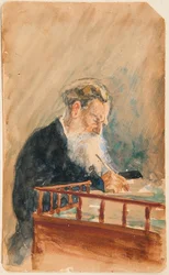 Porträt des Schriftstellers Leo N. Tolstoi (1828-1910) - Ilya Jefimowitsch Repin, Aquarell auf Papier, ca. 1900 - Private Sammlung