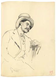 Studie für "Ein Pariser Café": Sitzender Mann mit Hut, ca. 1872-1875