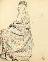 Studie für "Ein Pariser Café": Studie eines Kleides für eine sitzende Frau, ca. 1872-1875