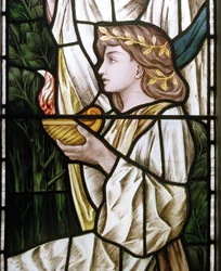 Waterford, St. Michael & All Angels, Heaton Butler & Bayne, Selwyn Image, Die klugen und törichten Jungfrauen (Detail)