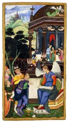 Ein Engel im Gespräch mit einer Gruppe Europäer, ca. 1610