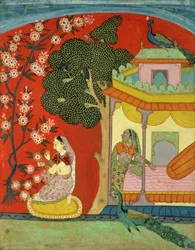 Eine Dame pflückt Blüten, Süd-Rajasthan oder Deccan, um 1675