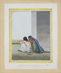 Eine Frau schröpft eine andere, ca. 1815