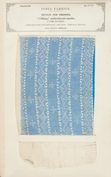 Bootee-Musselinprobe mit Punkten bestickt aus Dacca in Bengalen, aus The Collection of the Textile Manufacturers of India, von John Forbes Watson, veröffentlicht 1866