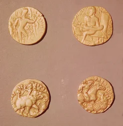 Dinars von Samudragupta (335-375) und Kumargupta I (415-454) (Gold)