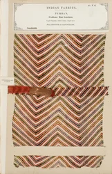 Feine Baumwollturbaneprobe aus Jeypoor in Rajpootana, aus The Collection of the Textile Manufacturers of India, von John Forbes Watson, veröffentlicht 1866