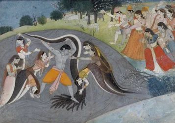 Krishna bezwingt Kaliya, den Schlangendämon, ca. 1785