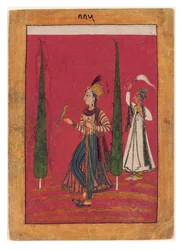 Mughal-Prinzessin in einem Garten, ca. 1700