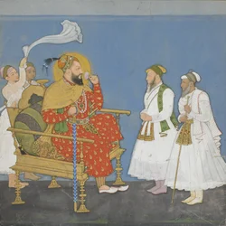 Muhammad Adil Shah II mit Höflingen und Begleitern