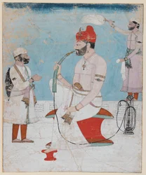 Porträt von Raja Sansar Chand von Kangra, ca. 1800-10