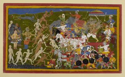 Ravana rückt gegen die Affen vor, Rama und Lakshmana warten in Reserve