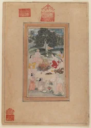 Sadhus versammeln sich um ein Feuer, ca. 1600