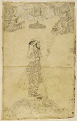 Shah Jahan steht auf einem Globus