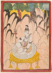 Shiva auf einem Thron in einer Landschaft sitzend, um 1760
