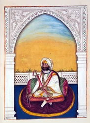 Sirdar Jowahir Singh, aus Das Königreich Punjab, seine Herrscher und Häuptlinge, Band II, ein Band mit 30 Aquarellstudien eines unbekannten indischen Künstlers, ca. 1840