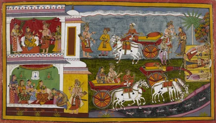 Sita besucht mit Lakshmana die Einsiedeleien und ruht sich an einem am Gaumati-Fluss aus