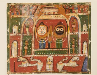 Das Jagannatha-Trio im Schrein von Puri