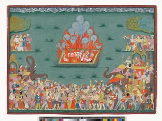 Das Sati von Ramabai, Frau von Madhavrao Peshwa, ca. 1772-75