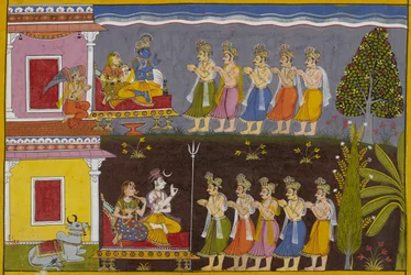 Die Götter bitten Shiva, die Rakshasas zu zerstören; er weist sie an Vishnu, der zustimmt