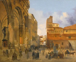 Florenz, Blick auf die Piazza della Signoria mit der Loggia dei Lanzi links
