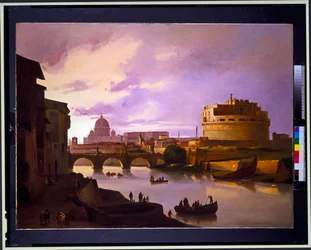 Paar: Blick auf Castel Sant Angelo vom Tiber mit St. Peter im Hintergrund, Blick auf das Kolosseum