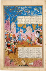 Die Tötung von Siyawush Manuskriptillumination aus dem Epos Shahname von Ferdowsi