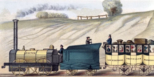 Reisen auf der Liverpool und Manchester Railway, Detail der Lokomotive 