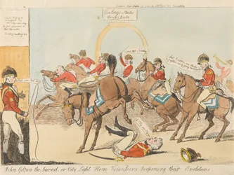 John Gilpin der Zweite oder Freiwillige der leichten Stadtkavallerie bei ihren Manövern (aus: Caricature, Bd. 3)