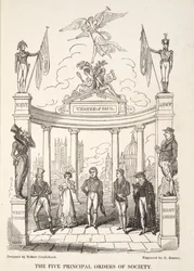 Die fünf Hauptordnungen der Gesellschaft, aus The English Spy, veröffentlicht 1824