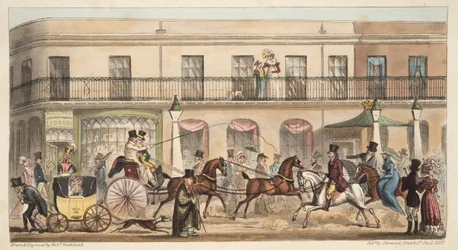 Die High Street, Cheltenham, aus The English Spy, veröffentlicht 1824