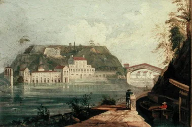 Fairmount Waterworks, nach einem Stich von W. H. Bartlett um 1835