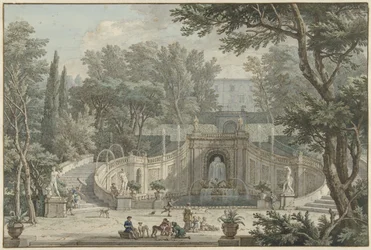 Blick auf den Garten der Villa d’Este in Tivoli, ca. 1725