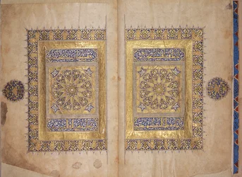 Illuminierte Seiten aus einem Koran-Manuskript, Il-Khanid-Mameluken-Schule