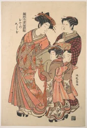 Die Kurtisane Shiratama aus dem Bordell Tamaya, aus der Serie „Ein Musterbuch der ersten Entwürfe des Jahres, frisch wie Frühlingskräuter“ („Hinagata wakana hatsu moyō“)