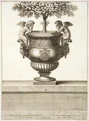 Bronzene Urnen für Zitrusbäume, Illustration aus 