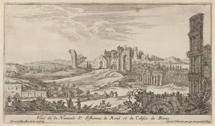 Ansicht der Navicule St. Estienne le Rond und des Kolosseums in Rom