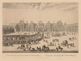 Vue de la Cour du Cheval-Blanc de Fontainebleau, 1667