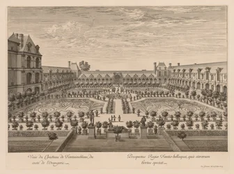 Ansicht des Schlosses von Fontainebleau, von der Seite der Orangerie, 1679