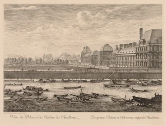 Ansicht des Palastes und der Gärten der Tuilerien, von der Quai-Seite