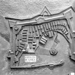 Ein Reliefplan der Festung von Canea, Kreta im Jahr 1608