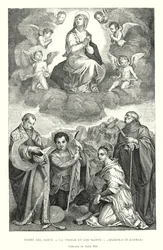 Andre del Sarte, Die Jungfrau und die Heiligen, Madonna in Gloria, Sammlung des Palazzo Pitti (Stich)