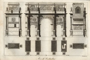 Konstantinsbogen in Rom (315 n. Chr.) - Gravur aus „Usi e Costumi di Tutti i Popoli dell