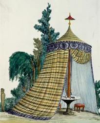 Chinesischer Pavillon im Garten, um 1810, Gravur, Italien