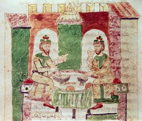 Der Tisch der Reichen, aus De Universo von Rabanus Maurus, 1023