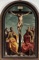 Kreuzigung mit den Heiligen Petrus, Paulus, Romualdo und Franziskus