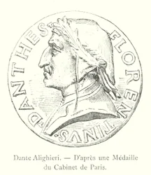 Dante Alighieri, nach einer Medaille des Pariser Kabinetts (Stich)