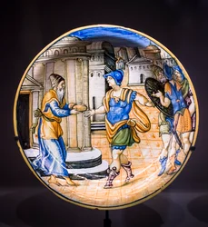 Schale: Melchisedek bietet Abraham Brot an, um 1530-1540