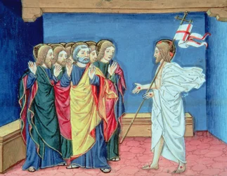 Fol.132va Der auferstandene Christus zeigt den Jüngern seine Hände und die Wunde in seiner Seite