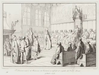 Francesco Petrarca, Redner von Francesco da Carrara, wird vor dem venezianischen Senat verwirrt